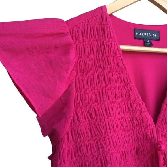 Harper 241 Pink Boho Flutter Sleeve Dress NEW - Picture 4 of 7